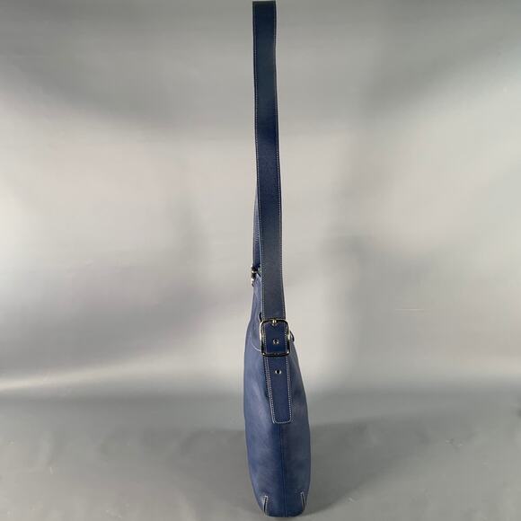 COACH Vintage Blue Contrast Stitch Leather Crossbody Handbag - Picture 2 of 9
